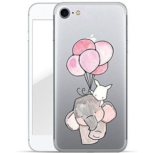 Finoo iPhone 8 mobiele telefoonhoes beschermhoes | ultra lichte transparante telefoonhoes in harde uitvoering | krasbestendige stijlvolle harde schaal met motief cover case | olifant konijn ballonnen
