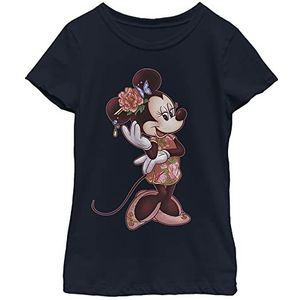 Disney Minnie Floral Fill T-shirt voor meisjes, Donkerblauw, XL