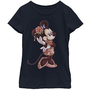 Disney Minnie T-shirt met bloemenvulling voor meisjes, marineblauw, S