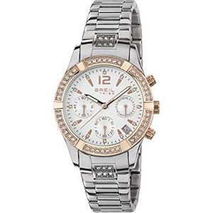 BREIL - Dameshorloge Collectie C'EST CHIC EW0426 - Dames Chronograaf Horloge met Kristallen - Stalen Horlogeband - 36 mm