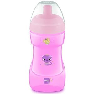 MAM Sports Cup D112 Leerbeker, lekvrij, doorstroomregelventiel, 330 ml, gemakkelijk vast te houden drinkbeker, voor baby's vanaf 12 maanden, roze