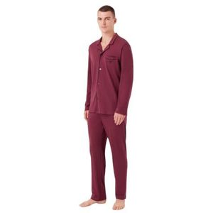 Emporio Armani Pajama Interlock voor heren, met shirt en broek, set van 2 stuks, bordeaux, M