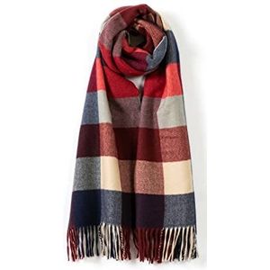 Villand Wollen sjaal voor dames - winter warme geruite sjaals voor dames, grote zachte dikke doeken en wraps met geschenkdoos, Karmijnrood geruit, 200L/60W