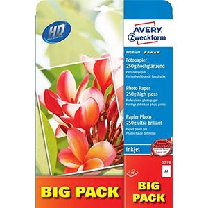 AVERY Zweckform 2739 Premium Inkjet fotopapier (40 vellen, 250 g/m², DIN A4-papier, eenzijdig gecoat, hoogglanzend, FSC, voor fotoafdrukken in High Definition, inkjetprinter, direct drogen)