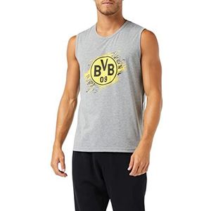 Borussia Dortmund Uniseks tanktop logo grijs shirt met schouderbandjes/cami shirt (1-pack)