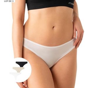 Athena Micro, set van 3 tanga's, dameslingerie, wit/huid-zwart, L