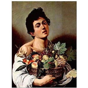 ArtPlaza Caravaggio-Boy met fruit Basket decoratieplaat, MDF, meerkleurig, 60 x 80 cm