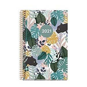 Miquelrius - jaarkalender 2021 Colour Garden - Catalan, dag pagina, grootte 117 x 182 mm, papier 70 g, stevige kaft van karton, gevoerd - groen