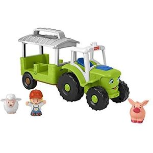 Fisher-Price Little People Tractor Set (meertalige versie), muziektractor om te duwen, speelgoed voor kinderen, vanaf 1 jaar, HJN44