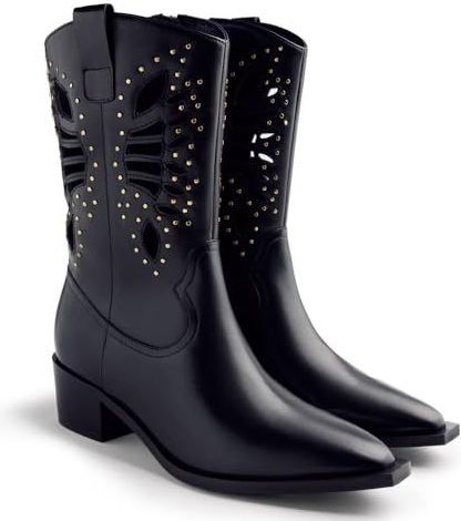 Gioseppo - Takaba - Leren Kuitlaarzen - Goudkleurige Studs - Cowboy-stijl