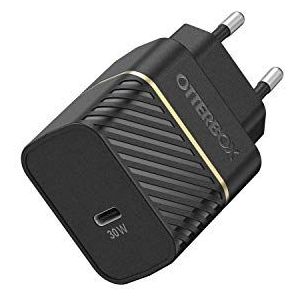 OtterBox USB-C PD GaN EU Wandoplader 30W, USB-C snellader voor smartphone en tablet, getest op vallen, robuust, ultraduurzaam, Zwart