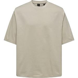 ONLY & SONS T-shirt voor heren, losse pasvorm, ronde hals, Zilvervoering., XL