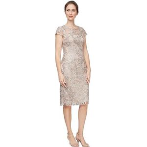 Alex Evenings Cocktailjurk voor dames, korte bloemenjurk, geborduurde cocktailjurk, bruiloftsgast, formele jurk (petite en normale maten), 6