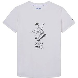 Pepe Jeans Boomer T-shirt voor kinderen en jongeren, Wit (Off White), 10 anni