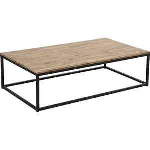 Elegante, moderne bijzettafel van acaciahout en metaal, eigentijdse stijl, salontafel, 115 x 65 x 32,5 cm, bruin en zwart