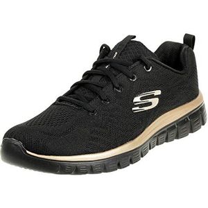 Skechers Graceful Get Connected Sneaker voor dames, zwart roségoud, 2.5 UK