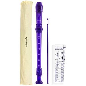 World Rhythm WR-804 School Recorder, 3-delige Descant Recorder, inclusief reinigingsstaaf, vingerkaart en draagtas, paars