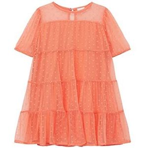 s.Oliver Junior Girl's jurk, kort, oranje, 128, oranje, 128 cm