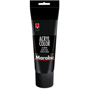 Marabu 12010025073 - Acryl Color zwart 225 ml, romige acrylverf op waterbasis, sneldrogend, lichtecht, waterbestendig, voor het aanbrengen met kwast en spons op canvas, papier en hout