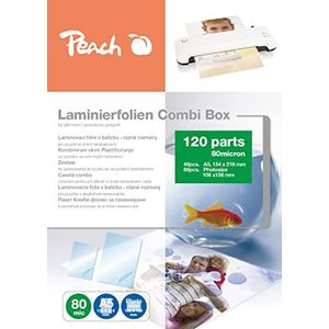 Peach Lamineerfolie 40x A5 & 80x 10x15cm Foto - 80 mic - 120 pouches - glanzend - compatibel met lamineermachines van alle merken fabrikanten - PPC500-04