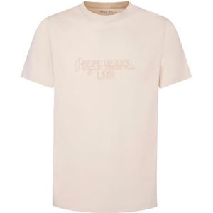 Pepe Jeans Chris T-shirt voor heren, Beige (Ivoorwit), L