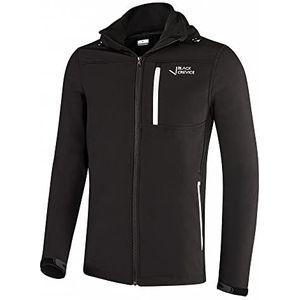 Black Crevice Softshelljas met capuchon voor heren, zwart/wit, 3XL