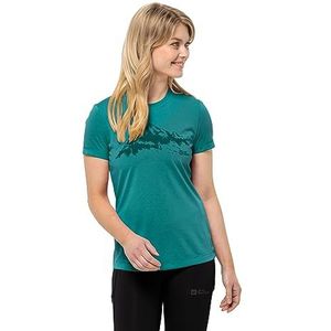 Jack Wolfskin S/S T W Wandelen T-shirt, Petrol, S Dames, Benzine., S