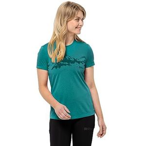 Jack Wolfskin S/S T W Wandelen T-shirt, Petrol, XS Dames, Benzine., XS