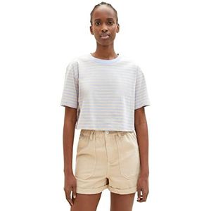 TOM TAILOR Denim Cropped T-shirt voor dames, 31710 - Mid Blue Sand Stripe, XL