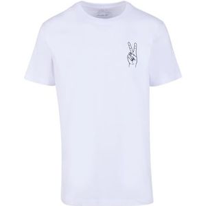 Mister Tee Heren T-shirt Peace Sign Tee EMB, print T-shirt voor mannen, grafisch T-shirt, streetwear, wit, 3XL