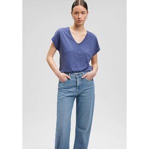 Mavi Basic T-shirt voor dames met korte mouwen, blue indigo, XS