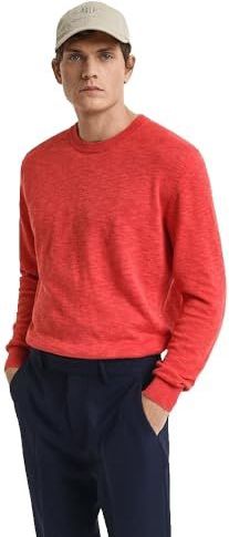 Linnenblend - C-hals - Brick Red - Gebreide Trui