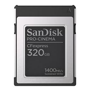 SanDisk PRO-CINEMA CFexpress Type-B geheugenkaart 320 GB (compatibel met Camera’s met CFexpress Type B-sleuven, 8K opname, tot 1.700 MB/s lezen, bestand is tegen vallen tot 1 meter)