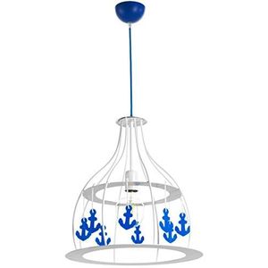 ONLI metalen hanglamp met blauwe kunststof ankers, wit