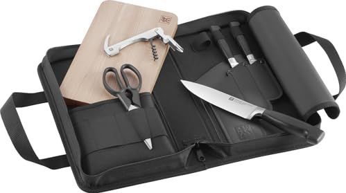 ZWILLING - Traveller-set - Zwart - 7-delig - Set van 3 Messen met Snijplank en Kelnermes