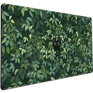 Mechanical Cattle Schattige kattenmuismat, kawaii groene bureau-onderlegger, bureaudecoratie, grote gaming-muismat voor bureau, computer, toetsenbord en laptop, anime-muismat in XL-formaat (80 x 40