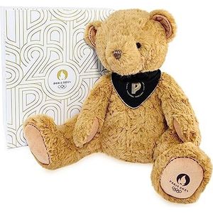 Doudou et Compagnie - Licentie JO Paris 2024 Olympische Spelen en Paralympiebeer 2024 - beer premium bruin, bandana, JO2452, 37 cm