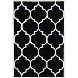 SAFAVIEH Hedendaags tapijt voor woonkamer, eetkamer, slaapkamer - Chatham Collection, laagpolig, in zwart en ivoor, 152 x 244 cm