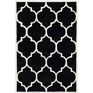 SAFAVIEH Hedendaags tapijt voor woonkamer, eetkamer, slaapkamer - Chatham Collection, laagpolig, in zwart en ivoor, 152 x 244 cm