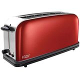 Russell Hobbs Colours Plus+ Flame Red Broodrooster Long Slot Rood, Lang, Extra Brede Sleuf, Extra Snel, RVS, Hoogglans Rood, 21391-56