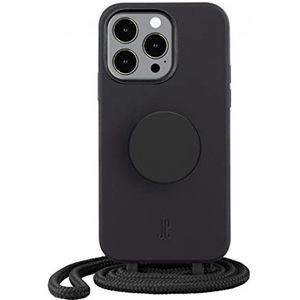 PopSockets Telefoonhoes Je PopGrip Case voor iPhone 14 Pro - 6,1 inch, zwart, draadloos opladen, in lengte verstelbaar koord