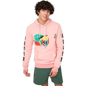 Trendyol Heren Man Young Regular Fit Basic Hood geweven sweatshirt, roze, XL