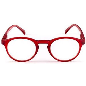 Contacta, Wall Street leesbril voor dames en heren, licht en functioneel, frame met flexibele stangen, kleur rood, dioptrie + 2,50, verpakking met brillenkoker, 26 g