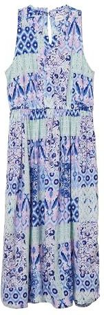 s.Oliver - Midi-jurk - Zacht - All-over print - V-hals - Kraag met Ruches