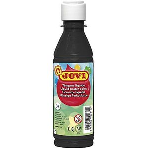 Jovi - Vloeibare temperaverf, flacon 250ml, Kleur Zwart, Verf op basis van natuurlijke ingrediënten, Makkelijk afwasbaar, Glutenvrij, Ideaal voor schoolgebruik (50230)