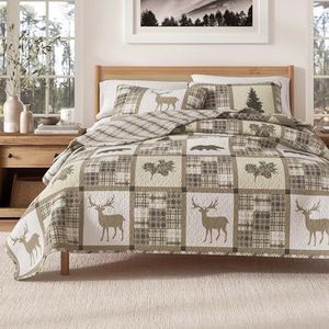 Great Bay Home Lodge Sprei Volledig/Queen Size Quilt met 2 Shams. Cabine 3-delige omkeerbare All Season Quilt Set. Rustieke Quilt Coverlet Bed Set. Stonehurst Collectie.