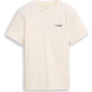 TOM TAILOR - Shirt - Wit - Jersey - Ronde Hals - Kwartmouw