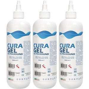 Ultrasone gel - 3 gelflessen 1 kg voor ultrasoon geluid - blauw - Curagel ultrasoon - blauw voor lasertherapie diagnose therapieën type Acquasonic Parker - Original Cura Farma