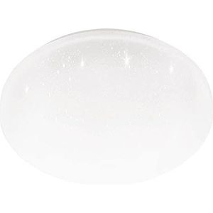 EGLO LED plafondlamp Frania-S, opbouw plafond lamp met crystal effect, sterrenlamp voor badkamer en keuken, badkamerlamp van wit kunststof en staal, plafondverlichting, neutraal wit, IP44, Ø 31 cm