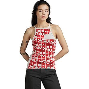 G-STAR Raw Cropped Ultra Slim Top Printed Tanktop voor dames, Meerdere kleuren (Oyster Mushroom/Acid Red Tetris D23229-d263-d966), XL